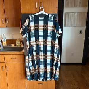 Ace & Jig Checkered Midi Dress - Blue, Brown, White